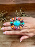 Adjustable Cluster Ring – Sonoran Gold & Spiny Oyster by E. Richards, Native Made