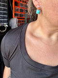 Marcella James Kingman Turquoise & Spiny Oyster Stud Earrings – Sterling Silver, Native Made