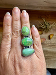 Adjustable Ring – 3 Green Turquoise Stones – Sterling Silver – BJA Stamp by Boyd Ashley