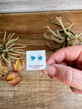 Heart-Shaped Turquoise Inlay Stud Earrings – Mary Ann Neha – Zuni Handmade Sterling Silver