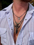 Men black chain with arrow and real turquoise
