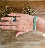 Cuff Bracelet – Green Kingman Turquoise – Sterling Silver – SF Stamp by Steve Francisco, Navajo Artist