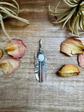 Feather Pendant with White Buffalo – Sterling Silver, Fits 8 mm Chain