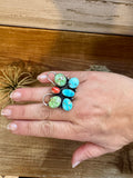 Butterfly Ring - Adjustable - Mix Stone & Sterling Silver