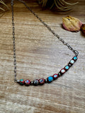 Paperclip Chain Necklace – 4mm Sterling Silver Pearls & Pink-Blue Sea Sediment – 16.5"