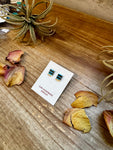 Zuni-Made Kingman Turquoise Square Stud Earrings by Davis Kaamasee – Sterling Silver