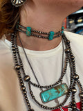 Kingman Turquoise Bar Necklace – 20.5" Sterling Silver – Stamped Larry Etcitty