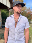 Men black chain with arrow and real turquoise