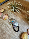 Sterling Silver Hair Tie with Kingman Turquoise