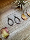 Smaller Sterling saucer Silver Pearls earrings teardrop - With Pink Conch