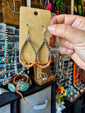 Teardrop Earrings – Sterling Silver Pearl & Orange Spiny Oyster