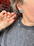 Cluster Turquoise Stud Earrings – Native Made, Sterling Silver