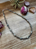 Azurite & Sterling Silver Pearl Necklace – 5mm - 19"