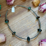 17.5” Turquoise Rondelle Necklace – Sterling Silver Pearls