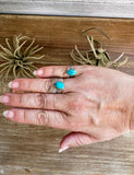 Kingman Turquoise Ring – Sterling Silver – Wedding Band Style – Size 6.5