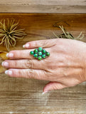 Green Turquoise Diamond-Shaped Ring – Size 7 – Sterling Silver