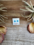 Stud Earrings – Kingman Turquoise – Sterling Silver – Handmade by Mary Ann Neha, Zuni Artist