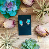 45 - Sterling Silver Kingman Turquoise Stud Earrings by Shay Pfeiffer
