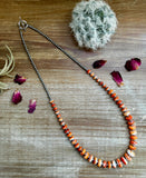 22 Inch orange spiny and sterling silver pearls