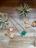 16-Inch Green Turquoise Necklace with Sterling Silver Pearls
