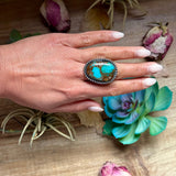 MJ Blue Turquoise Ring – Sterling Silver Adjustable Band