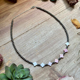 Pink Conch Flower & Sterling Silver Pearl Necklace