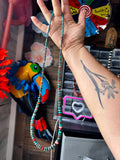 26” Dark Blue Rondelle Turquoise & Spiny Oyster Necklace