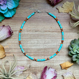 Turquoise & Spiny Oyster Heishi Necklace – 14”