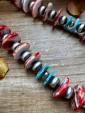 28 inch - American Rodeo Collection - 12 mm Sterling Silver Pearls &  Spiny-Turquoise