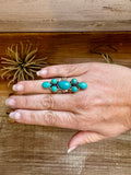 Adjustable Ring – Green Turquoise – Sterling Silver