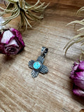 Zia Symbol Pendant with Golden Hill Turquoise – Sterling Silver – Native Made – Fits 8mm
