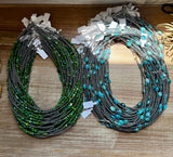 19” Necklace – Sterling Silver Pearls & Bright Green Nugget Turquoise