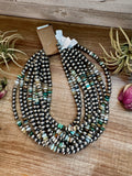 Peruvian Opal & Sterling Silver Pearl Necklace – 8mm – Handmade by The Bijoux FAB – 18"