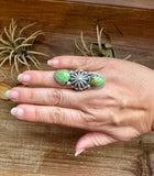 Adjustable Green Turquoise Concho Ring – Navajo Handmade by BJA (Boyd Ashley)