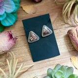 52 - Sterling Silver Wild Horse Jasper Stud Earrings by Jason Ogg
