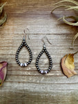 Smaller Sterling saucer Silver Pearls earrings teardrop - With Pink Conch