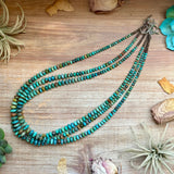 Graduated Turquoise & Brown Shell Necklace – 23"