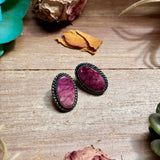 MJ Purple Spiny Oyster Oval Stud Earrings with Twisted Wire