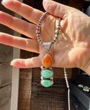 Orange Spiny & Turquoise Pendant – Sterling Silver, Boyd Ashley Navajo