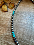 Sterling Silver Pearl & Blue Turquoise Necklace – 19"