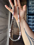 Faceted Kunzite & Sterling Silver Necklace – 8 mm Pearls – 20 Inch
