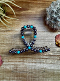 Smaller Pearls hair clips - turquoise and faux pearls