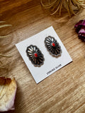 Red Stud Earrings Concho earrings – Sterling Silver