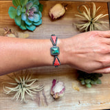 MJ Turquoise & Red Spiny Oyster Sterling Silver Cuff