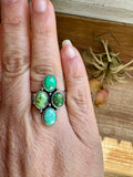 Adjustable Ring with 4 Green Turquoise Stones