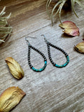 Teardrop Earrings – Sterling Silver Pearl & Blue Turquoise Heishi