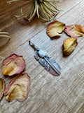 Feather Pendant with White Buffalo – Sterling Silver, Fits 8 mm Chain