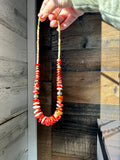 22 Inch red spiny and sterling silver pearls