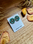 Cluster Turquoise Stud Earrings – Native Made, Sterling Silver