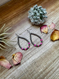 4 mm teardrop earrings Sterling Silver Pearls with Faceted pink Opal
